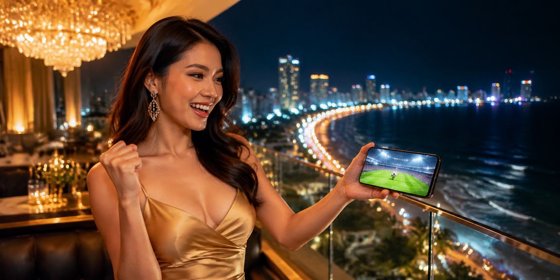 Người dùng tại bãi biển Đà Nẵng chơi casino trực tuyến trên điện thoại di động