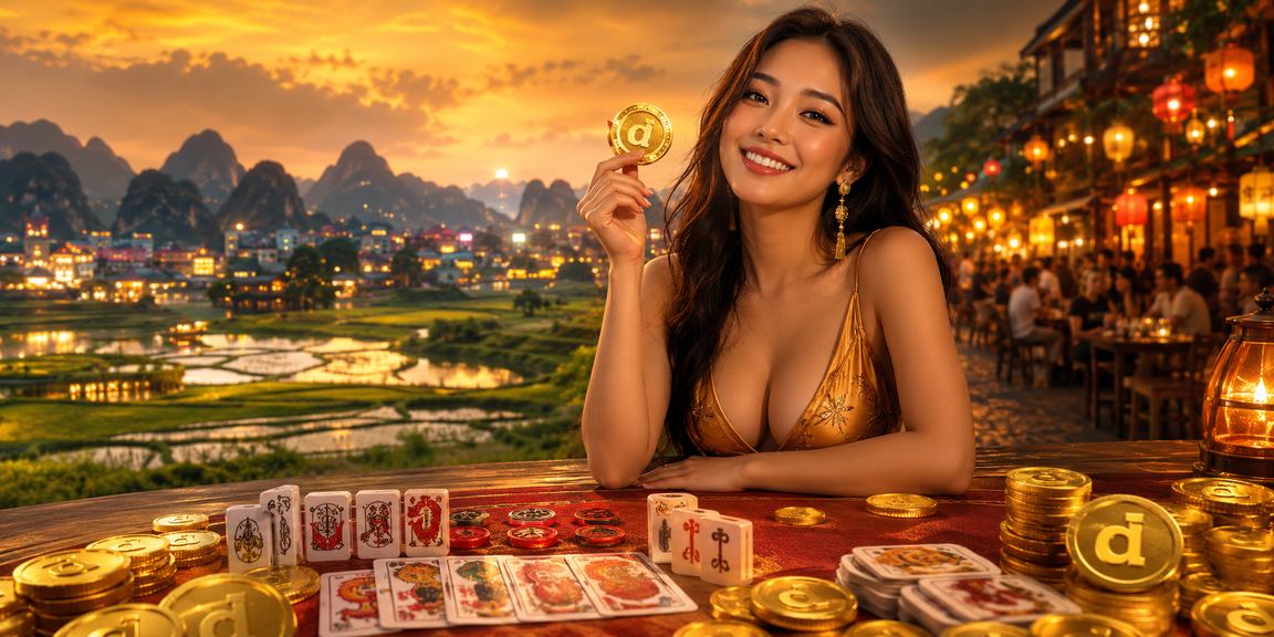 Người chơi tại chợ đêm Ninh Bình tham gia trò chơi bài và khuyến mãi trực tuyến